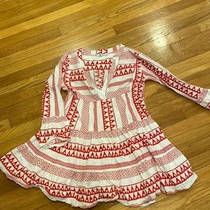 Red and white print dress